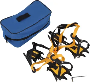 10 Tooth ice Climbing Crampon, 1 Pair Strap Type Climbing Crampon Anti Slip Ice Crampons Mountaineering Cleats with Storage Bag for Hiking Climbing
