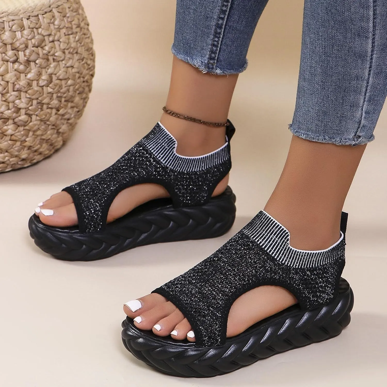2025 Mesh Walking Sandals Women,Comfortable Arch Support Hiking Sneakers with Orthotic,Outdoor Athletic Platform Sandalias Mujer Casual Open Toe Sport Sandals Summer Beach﻿ Shoe