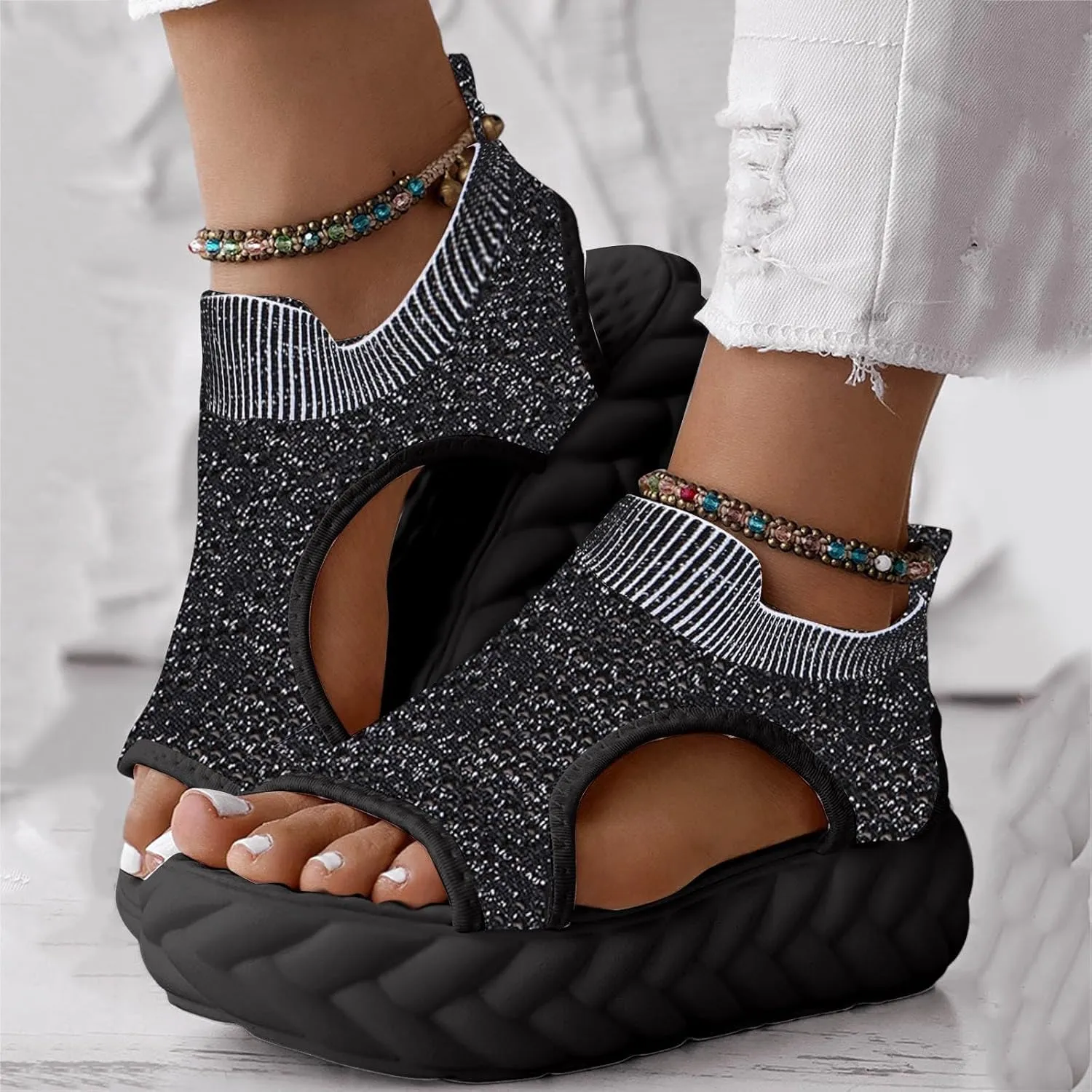 2025 Mesh Walking Sandals Women,Comfortable Arch Support Hiking Sneakers with Orthotic,Outdoor Athletic Platform Sandalias Mujer Casual Open Toe Sport Sandals Summer Beach﻿ Shoe