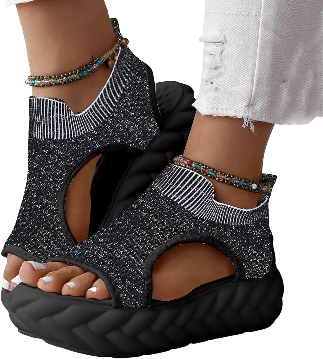 2025 Mesh Walking Sandals Women,Comfortable Arch Support Hiking Sneakers with Orthotic,Outdoor Athletic Platform Sandalias Mujer Casual Open Toe Sport Sandals Summer Beach﻿ Shoe