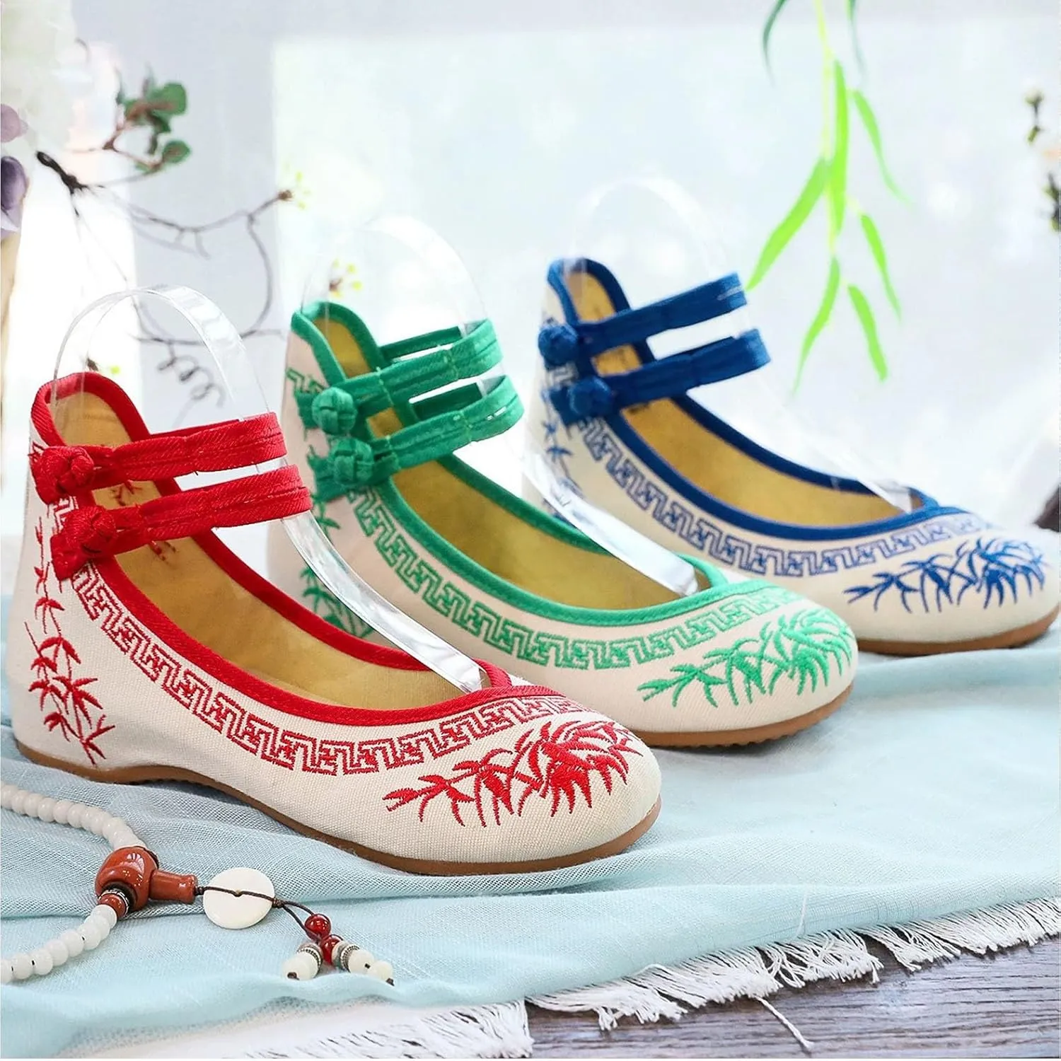 2025 Women's Embroidery Wedge Party Dress Flats Shoes Casual Chinese Traditional Floral Cheongsam Walking Shoes