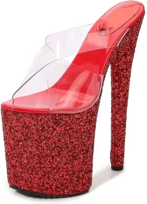 20CM/7.87IN Women Sexy High Heels Stiletto Waterproof Platform Sandals Wedding Party High Heels Shoes Pole Dancer Stripper Beach Sandals Sizes 35-43