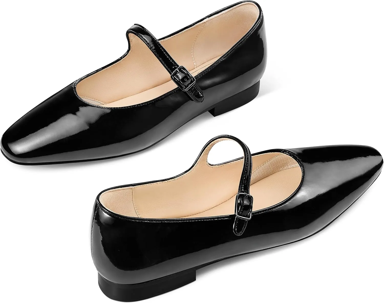 7or9 Mary Jane Flats Women Comfortable Mary Jane Shoes for Women Air-Touch Foam Lambskin Casual Shoes- Silver, Brown, Almond, Black
