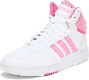 adidas Originals Hoops 3.0 Mid Sneaker, White/Bliss Pink/Pulse Magenta, 6 US Unisex Big Kid