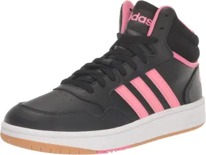 adidas Originals Hoops 3.0 Mid_Legacy Sneaker, Black/Pink Fusion/White, 6 US Unisex Big Kid