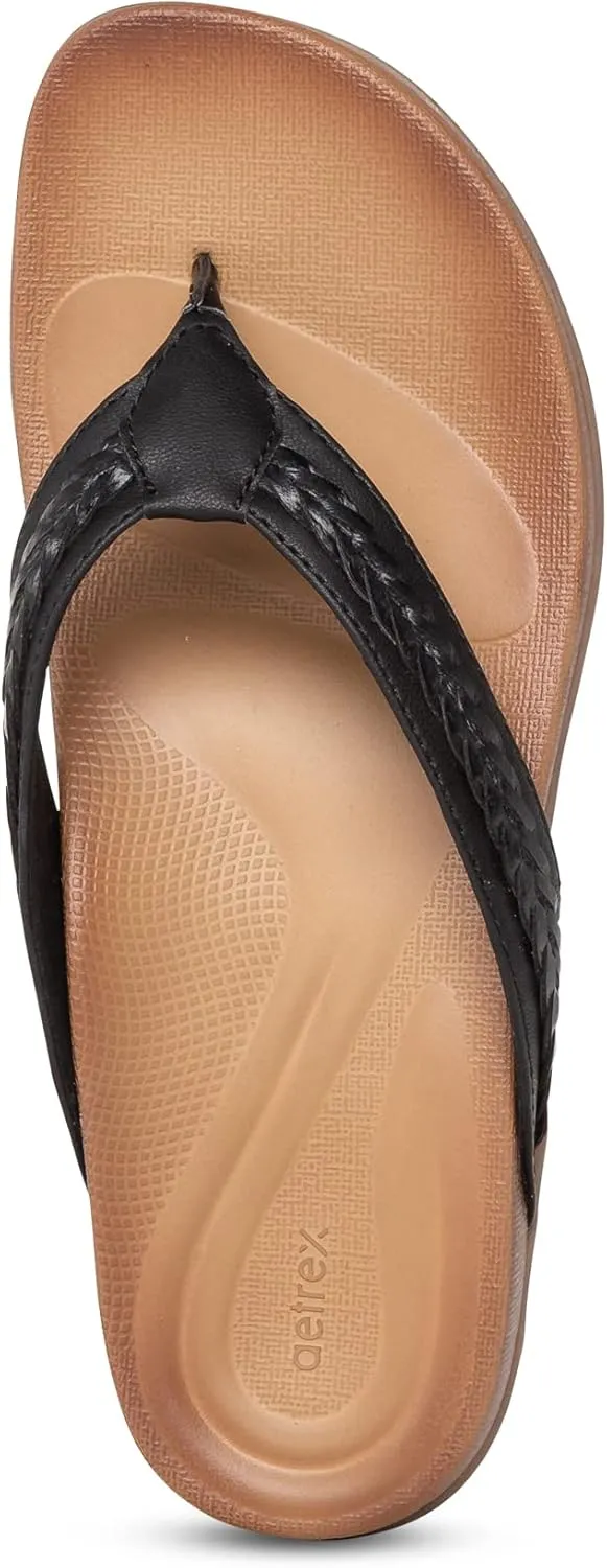 Aetrex Women's Emmy Orthopedic Braided Thong Sandals - Lightweight Orthotic Sandals with Arch Support
