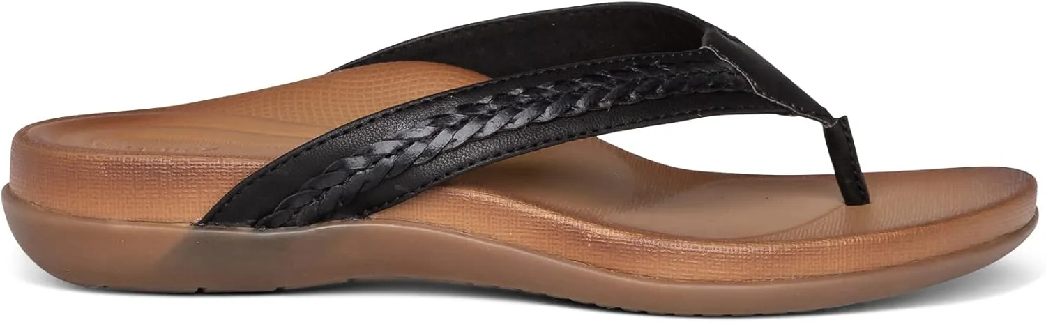 Aetrex Women's Emmy Orthopedic Braided Thong Sandals - Lightweight Orthotic Sandals with Arch Support