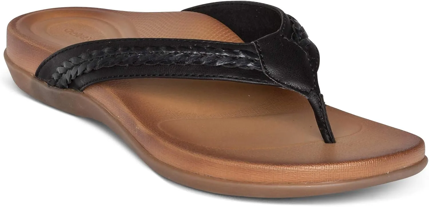 Aetrex Women's Emmy Orthopedic Braided Thong Sandals - Lightweight Orthotic Sandals with Arch Support
