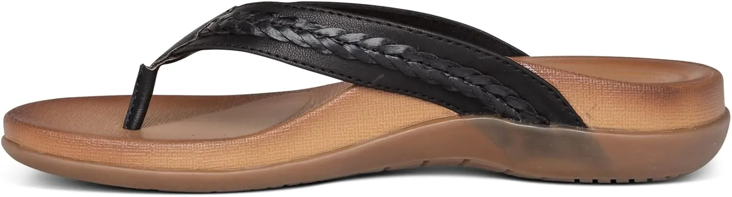 Aetrex Women's Emmy Orthopedic Braided Thong Sandals - Lightweight Orthotic Sandals with Arch Support
