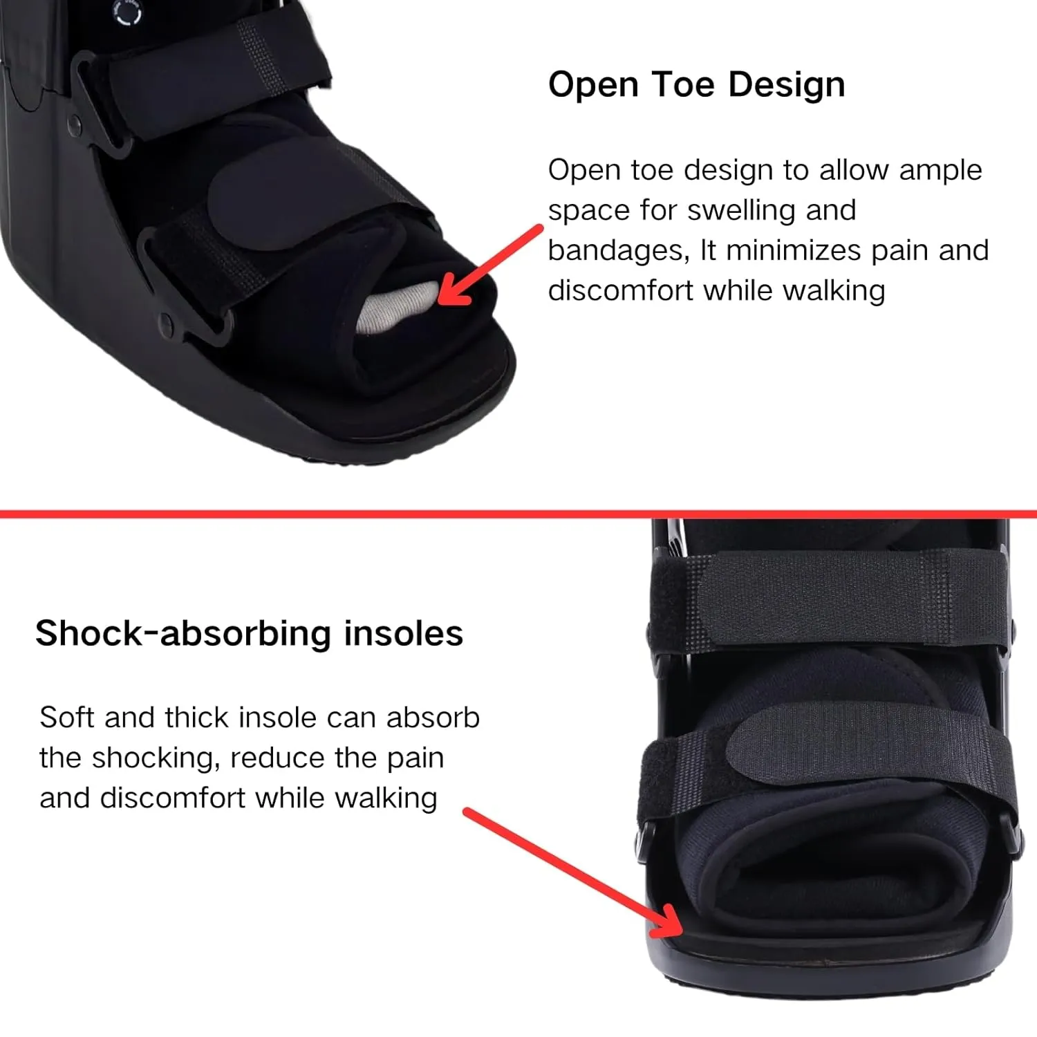 Air Cam Walking Boot, Short Walker Boot Fracture Boot for Sprained Ankle and Achilles Tendon, Inflatable Orthopaedic Boot for Broken Foot Post-Op Rehab (Large)