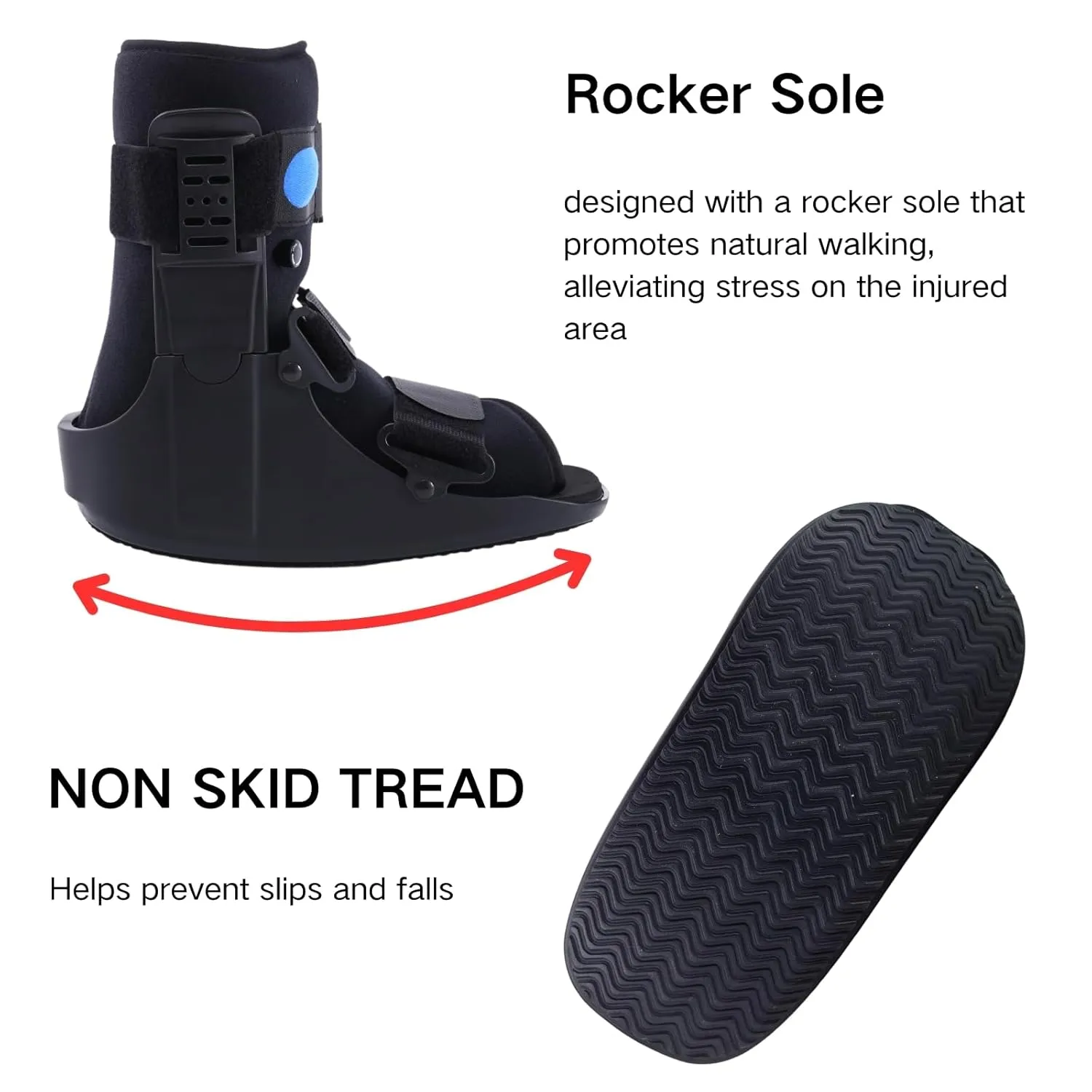 Air Cam Walking Boot, Short Walker Boot Fracture Boot for Sprained Ankle and Achilles Tendon, Inflatable Orthopaedic Boot for Broken Foot Post-Op Rehab (Large)