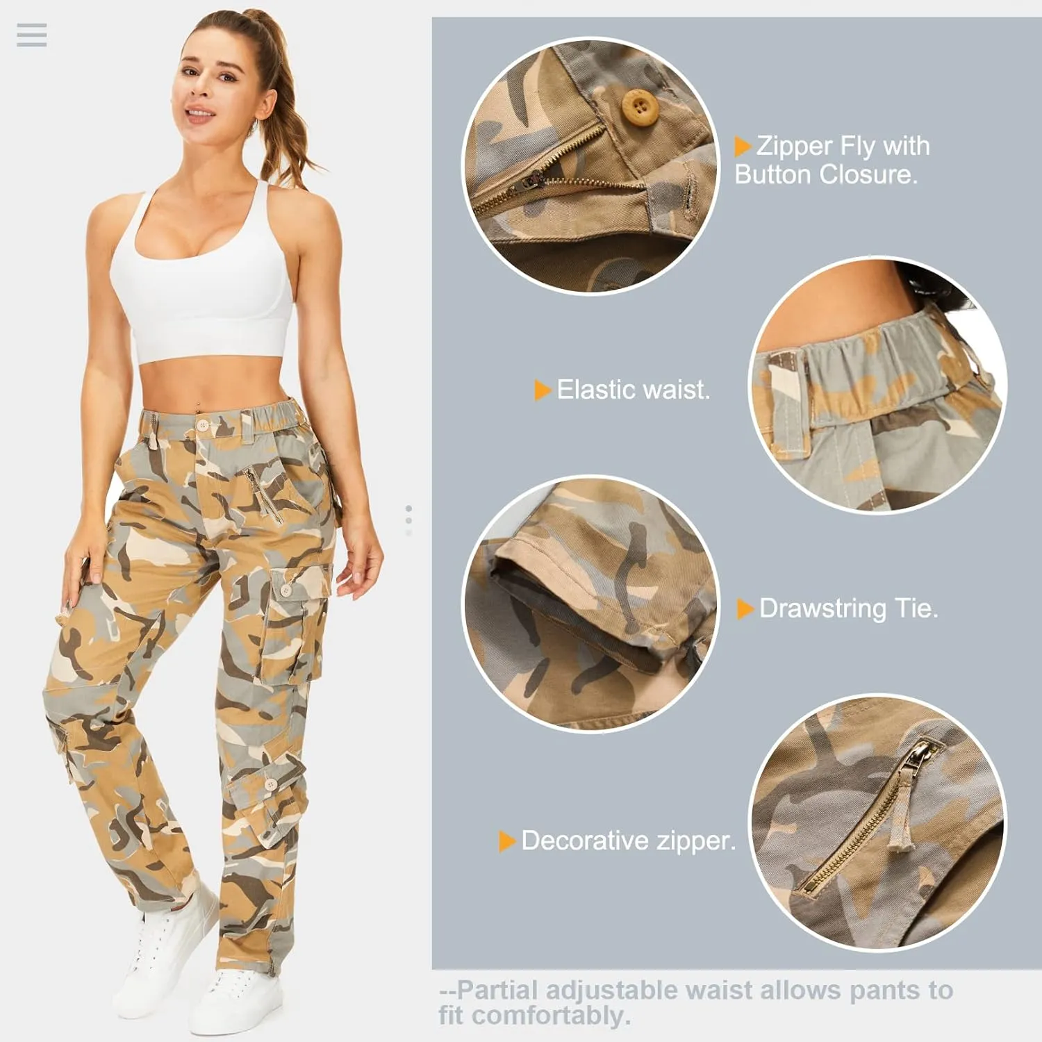 Alfiudad Womens Cargo Pants with Pockets, Women's Casual Military Army Hiking Combat Tactical Work Pants Trousers