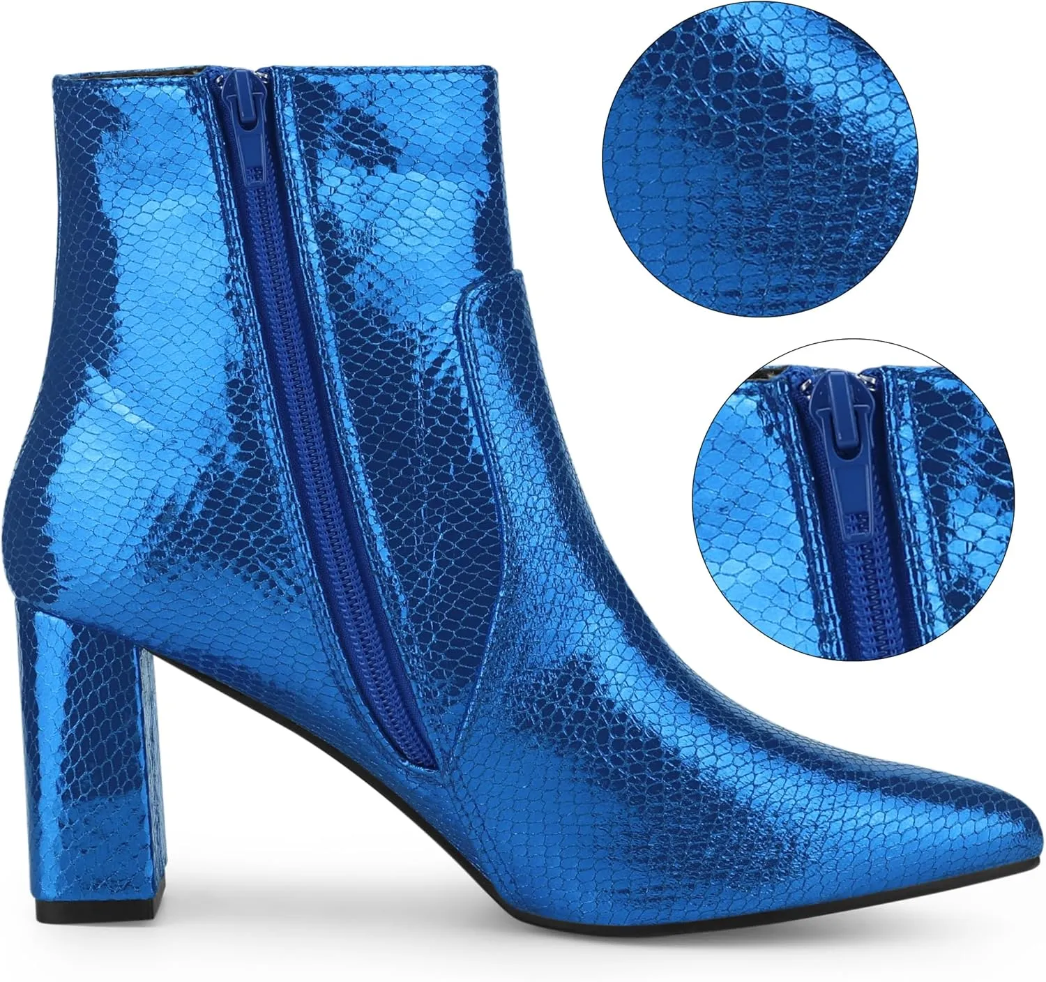 Allegra K Women's Snakeskin Print Boots Halloween Costumes Chunky High Heels Ankle Boots