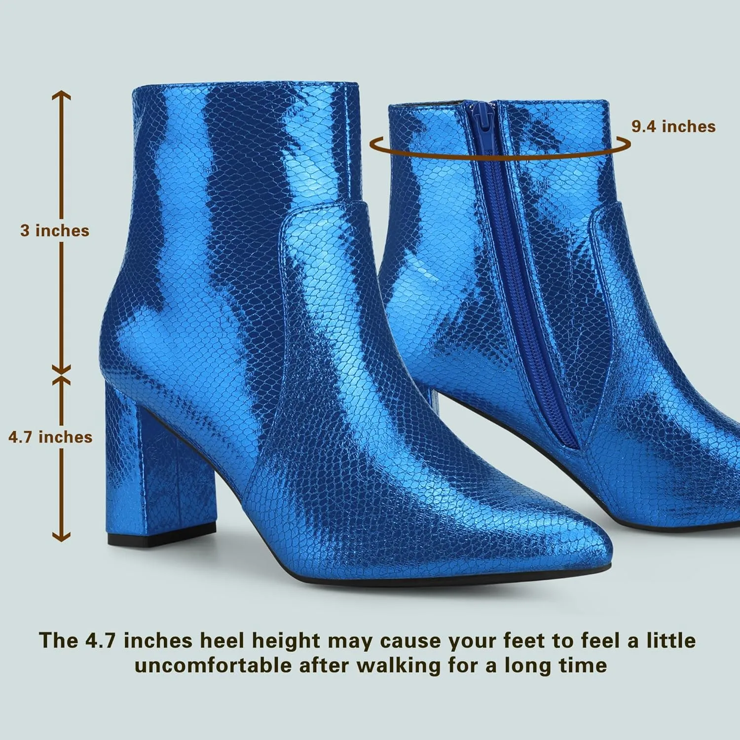Allegra K Women's Snakeskin Print Boots Halloween Costumes Chunky High Heels Ankle Boots