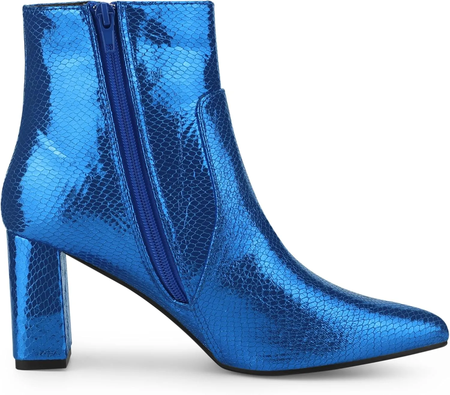 Allegra K Women's Snakeskin Print Boots Halloween Costumes Chunky High Heels Ankle Boots