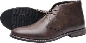 AMAZIDEAL Men's Leather Lace-up Chukka Ankle Boots,Classic Round Toe Casual Oxford Dress Boots,Comfortable Non-slip Retro Desert Booties