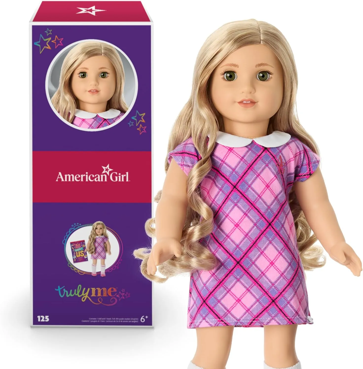 American Girl Truly Me 18-inch Doll #125 with Hazel Eyes, Curly Blonde Hair, Light Skin w/Warm Olive Undertones, for Ages 6 
