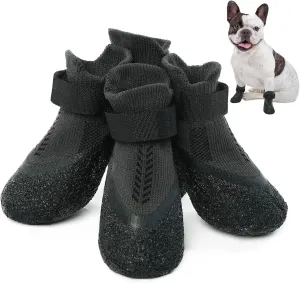 Anti-Slip Dog Socks for Small, Medium, Senior Dogs - Grip Paw Protectors With Rubber & Fix Straps - Indoor Outdoor Shoes for Hardwood Floor, Hot Pavement