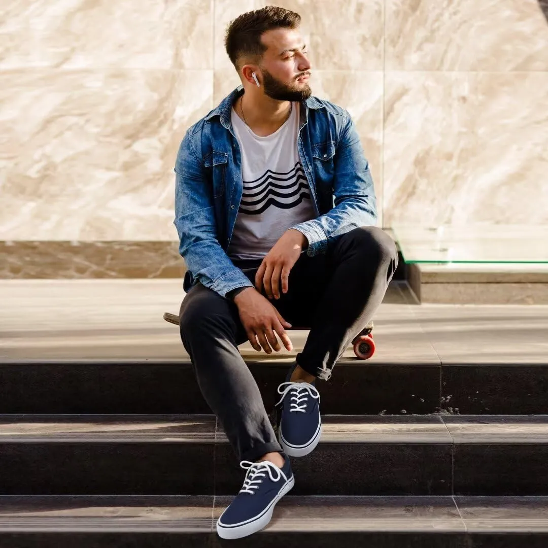 ANTLULU Mens Canvas Shoes Low Top Fashion Sneakers Lace Up Casual Shoes