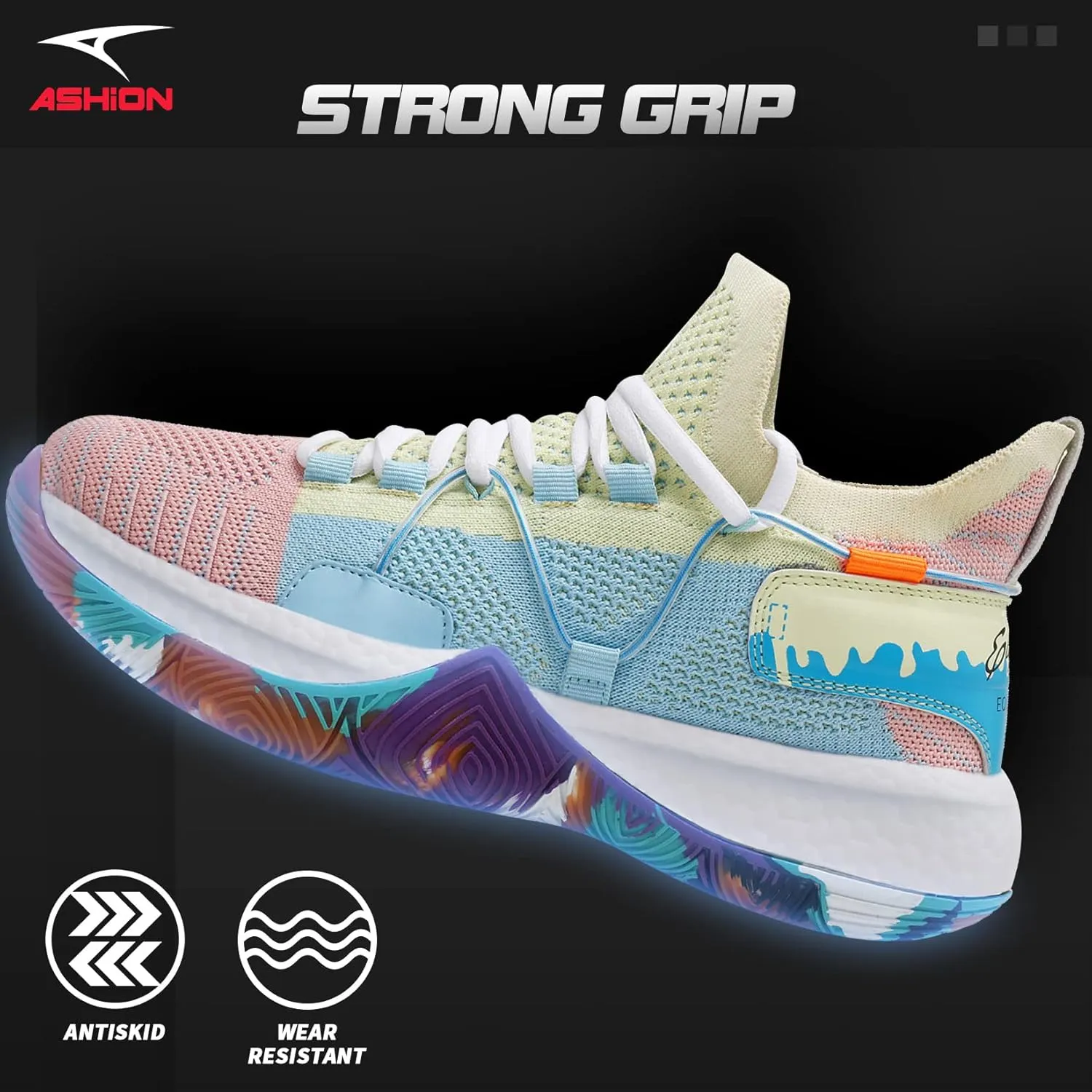 ASHION Men Basketball Shoes Arch Support Mens Sneakers Anti Slip Breathable Comfortable High Top Sports Running Walking Tennis Shoes