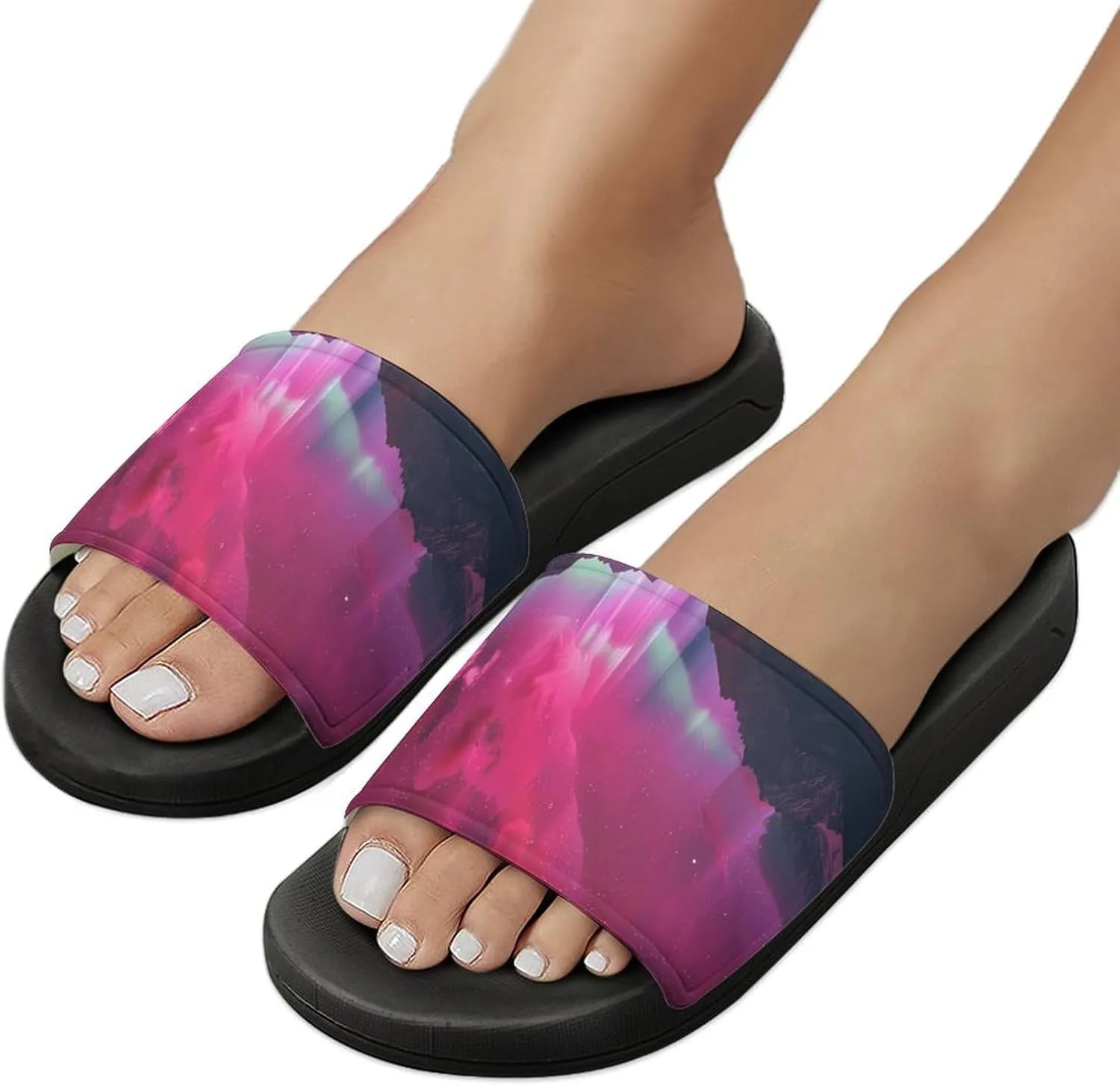Aurora Pink-Romance PVC Home Slippers Beach Shower Sandals Summer Non-Slip Outdoor Shoes for Men Women
