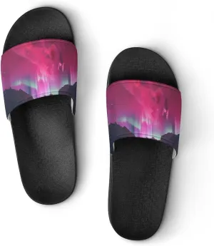 Aurora Pink-Romance PVC Home Slippers Beach Shower Sandals Summer Non-Slip Outdoor Shoes for Men Women