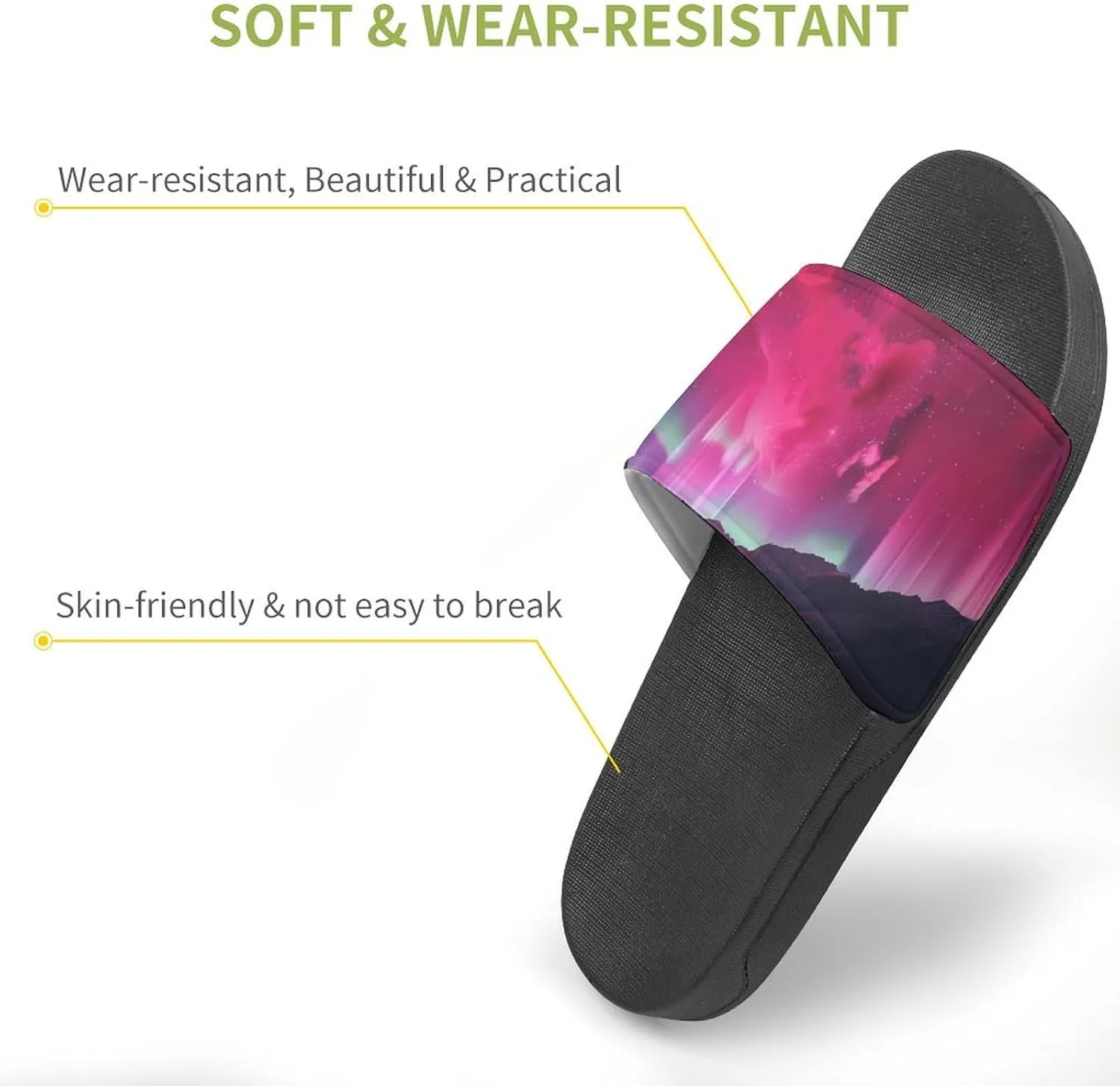 Aurora Pink-Romance PVC Home Slippers Beach Shower Sandals Summer Non-Slip Outdoor Shoes for Men Women