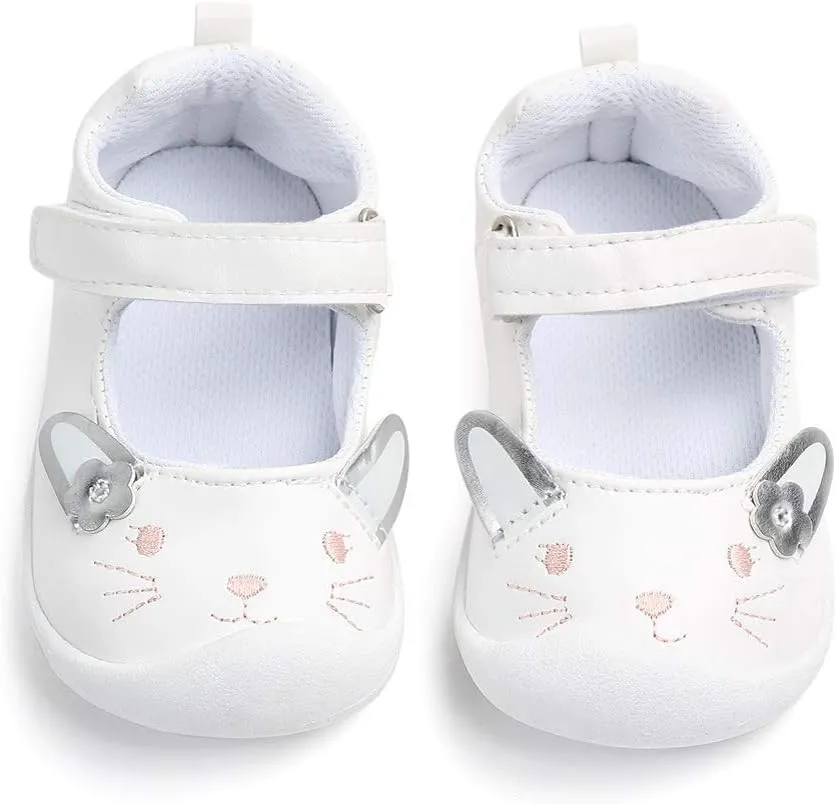 Baby Girls Mary Jane Flats Anti-Slip Rubber Sole Bowknot Toddler First Walkers Dress Shoes
