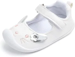 Baby Girls Mary Jane Flats Anti-Slip Rubber Sole Bowknot Toddler First Walkers Dress Shoes