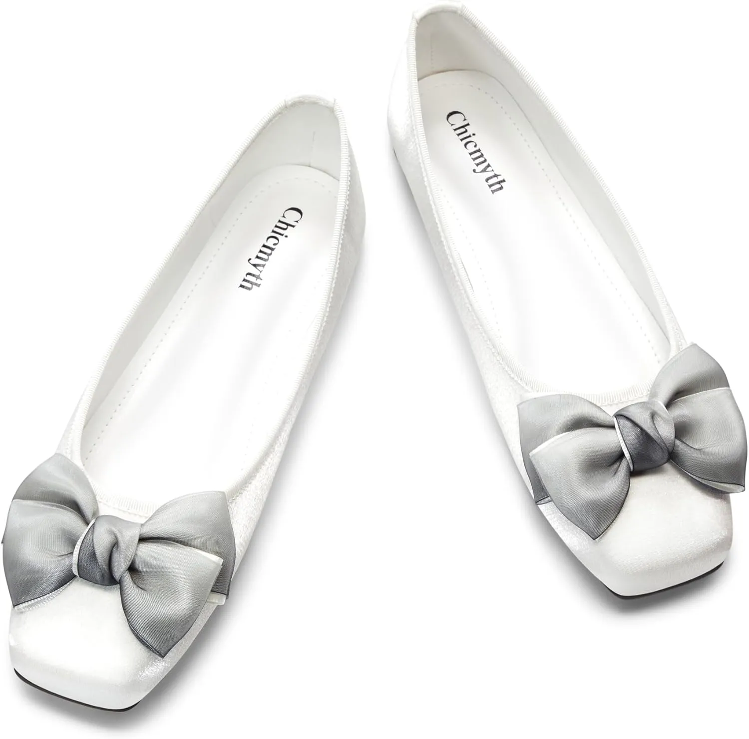 Ballet Flats for Women ; Square Toe Mary Jane Flats ; Satin Material Ballet Shoes ; Bowknot Elegant Dressy Women Shoes