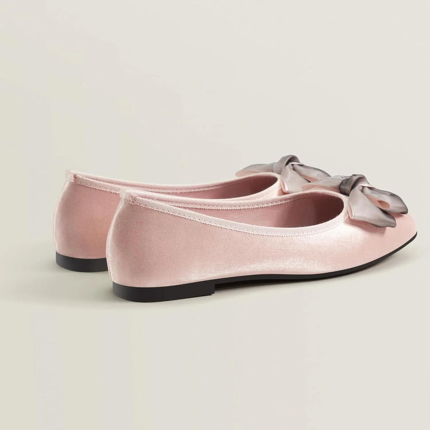 Ballet Flats for Women ; Square Toe Mary Jane Flats ; Satin Material Ballet Shoes ; Bowknot Elegant Dressy Women Shoes