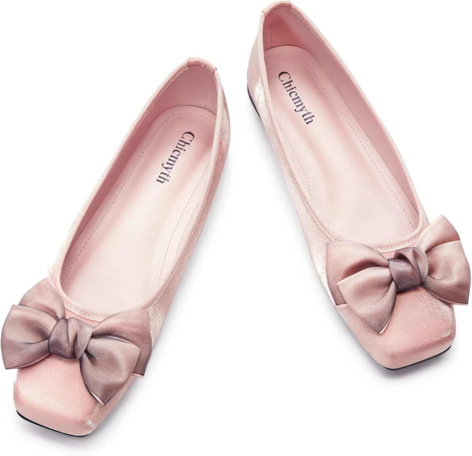 Ballet Flats for Women ; Square Toe Mary Jane Flats ; Satin Material Ballet Shoes ; Bowknot Elegant Dressy Women Shoes