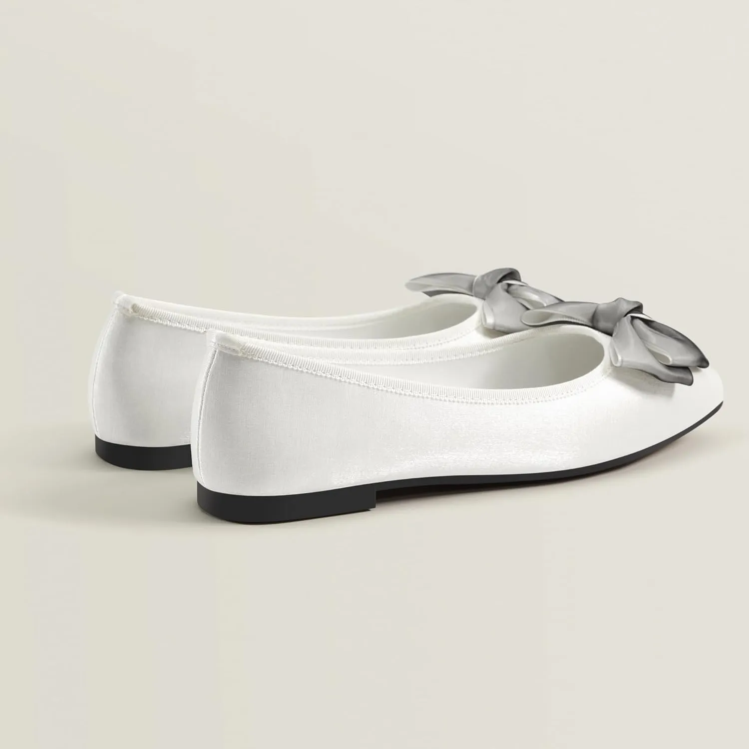 Ballet Flats for Women ; Square Toe Mary Jane Flats ; Satin Material Ballet Shoes ; Bowknot Elegant Dressy Women Shoes