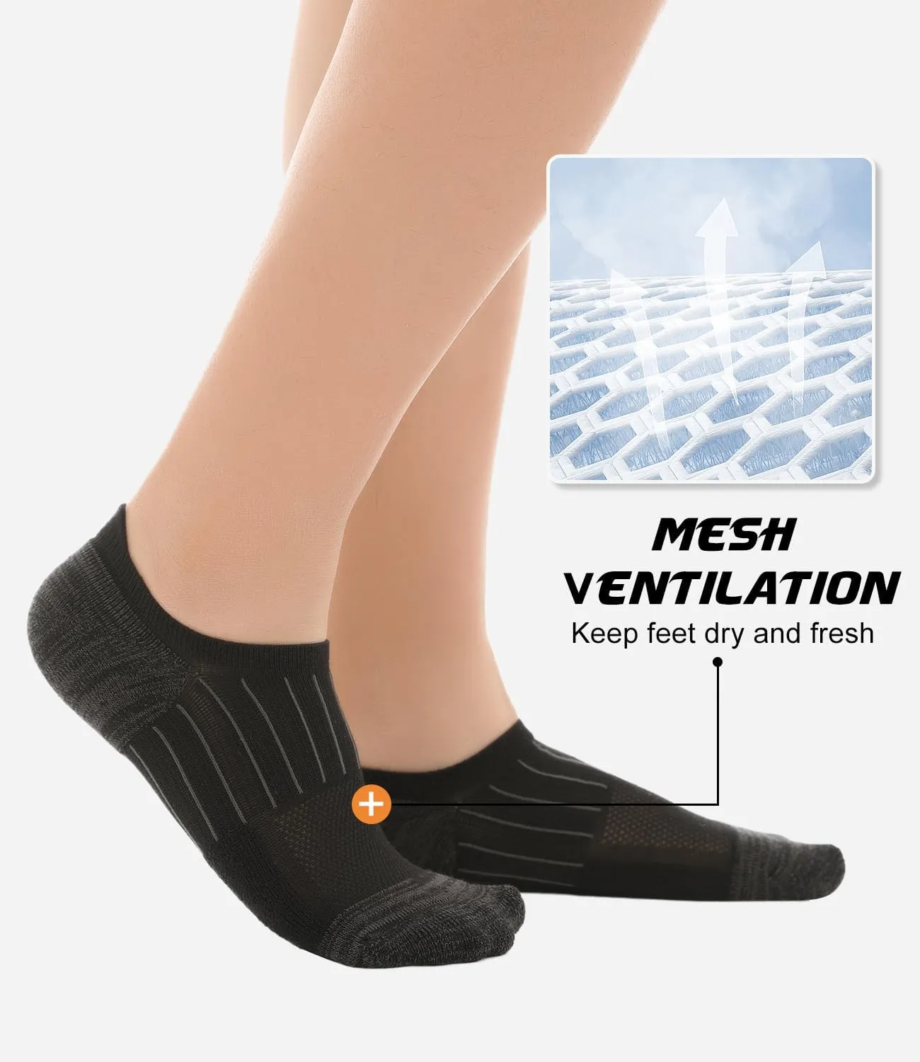 BAMBOO COOL No Show Socks Men Low Cut Ankle Short Socks for Men Casual Athletic Socks with Non Slip Grip