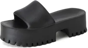 baobeijiadao Womens Backless Platform Sandals Slip On Thick Sole Waterproof Slippers Open Toe Summer Shoes for Women