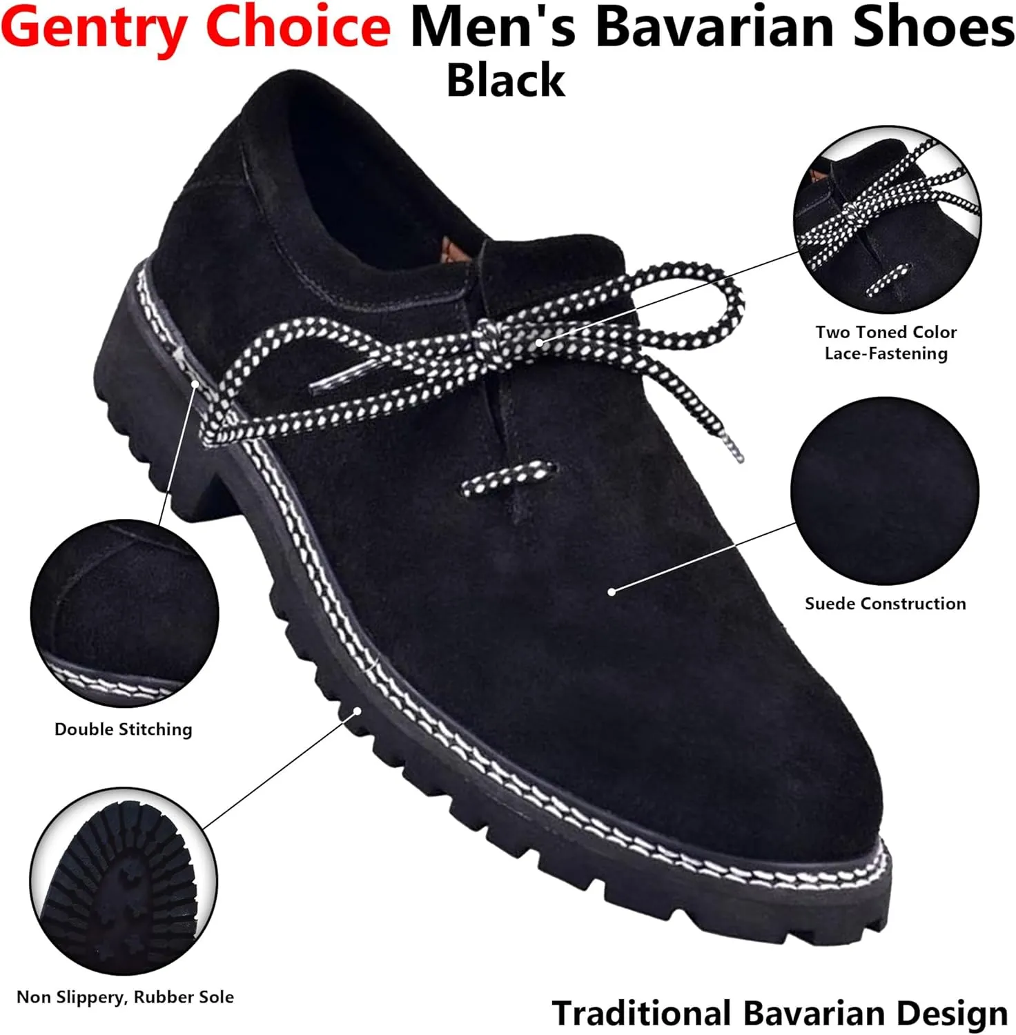 Bavarian Shoes Oktoberfest Costume German Boots Western Shoes Leather Shoes for Men Party Feetwear
