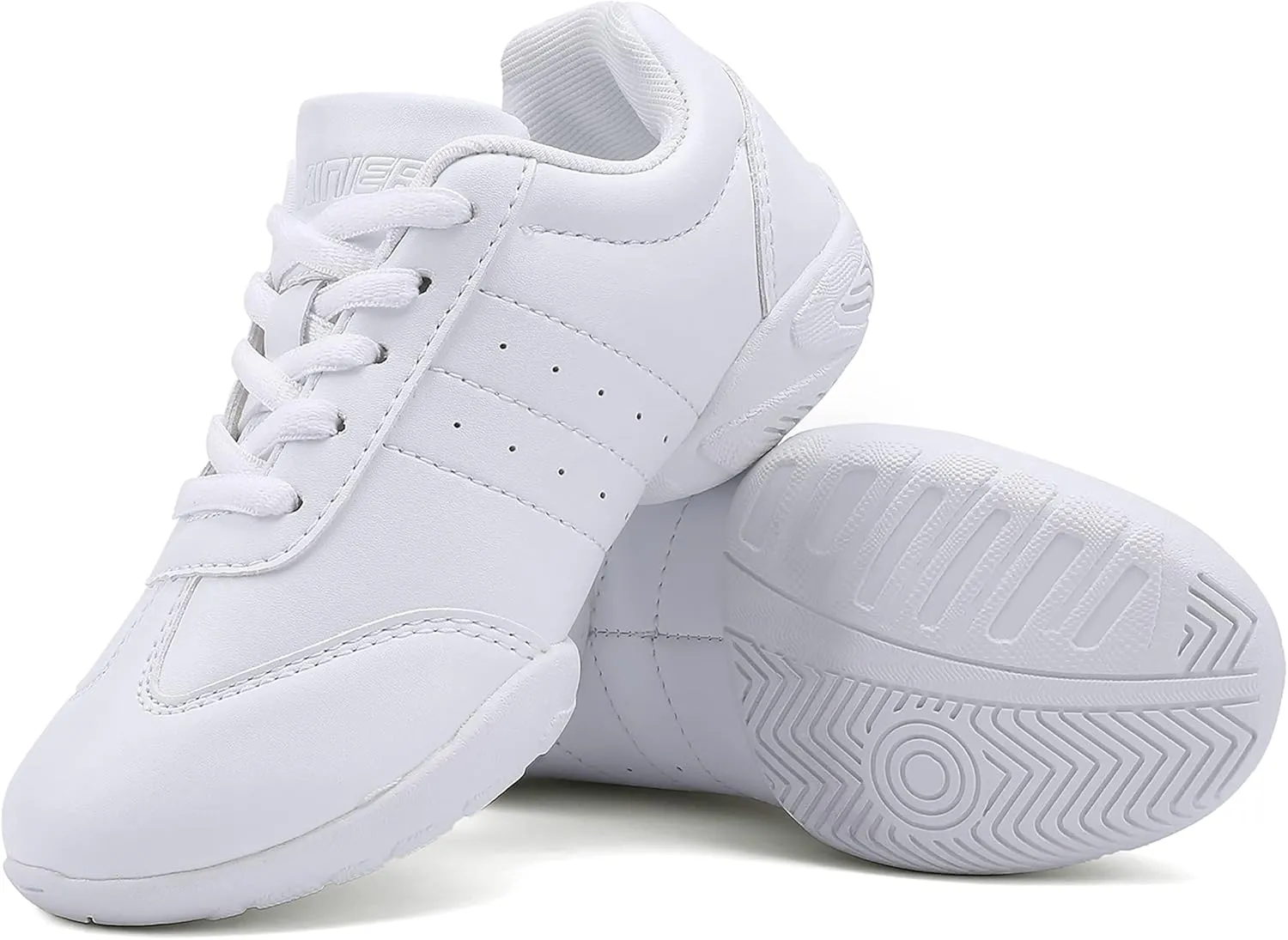 BAXINIER Girls White Cheerleading Dance Shoes Athletic Training Tennis Breathable Youth Competition Cheer Sneakers