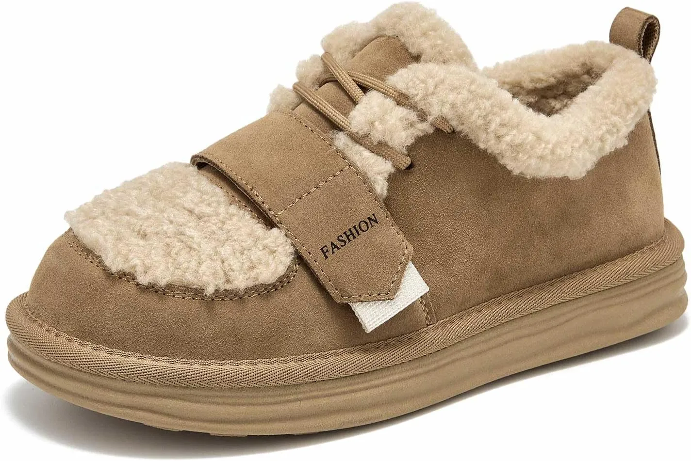 BEAU TODAY Snow Sneakers for Women, Suede Platform Sneakers Womens Warm Fur Lined Fashion Sneakers Slip-on Comfortable Winter Flat Shoes