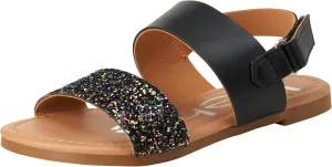 bebe Girls Sandals - Big girl and Toddler Girl Sandals with Durable Leather and Glitter Straps, Summer Dress Shoes for Girls