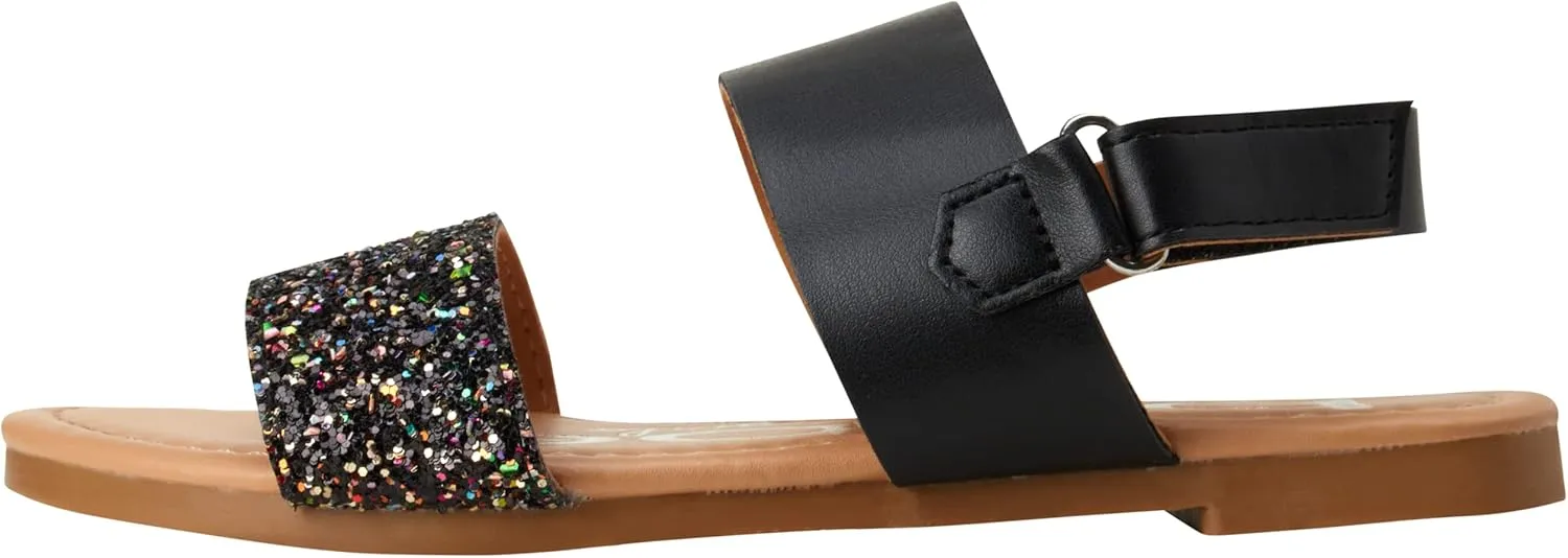 bebe Girls Sandals - Big girl and Toddler Girl Sandals with Durable Leather and Glitter Straps, Summer Dress Shoes for Girls