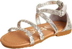 bebe Toddler Girls’ Sandals – Leatherette Braided Glitter Gladiator Sandal (5T-10T)
