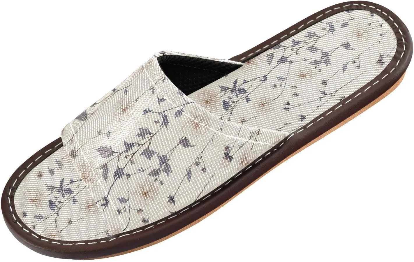 Beige Dahlia Flowers Women Men's Bedroom Slippers Breathable Beach Sandals for Indoor Hotel Outdoor