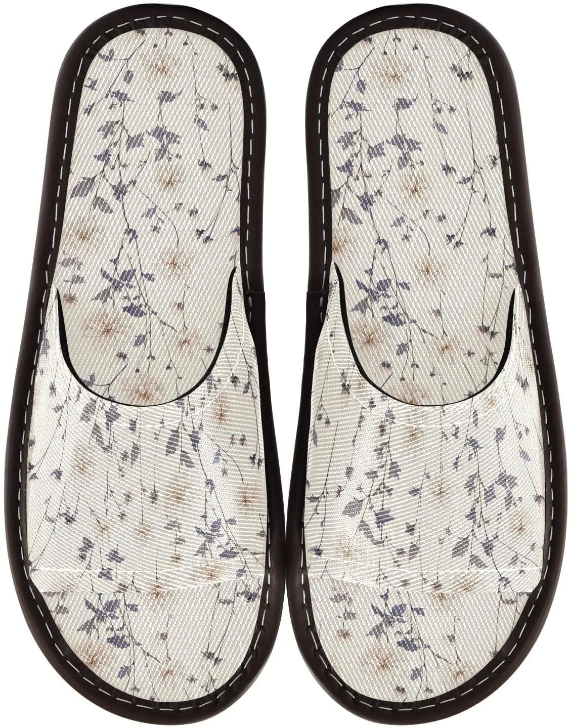 Beige Dahlia Flowers Women Men's Bedroom Slippers Breathable Beach Sandals for Indoor Hotel Outdoor