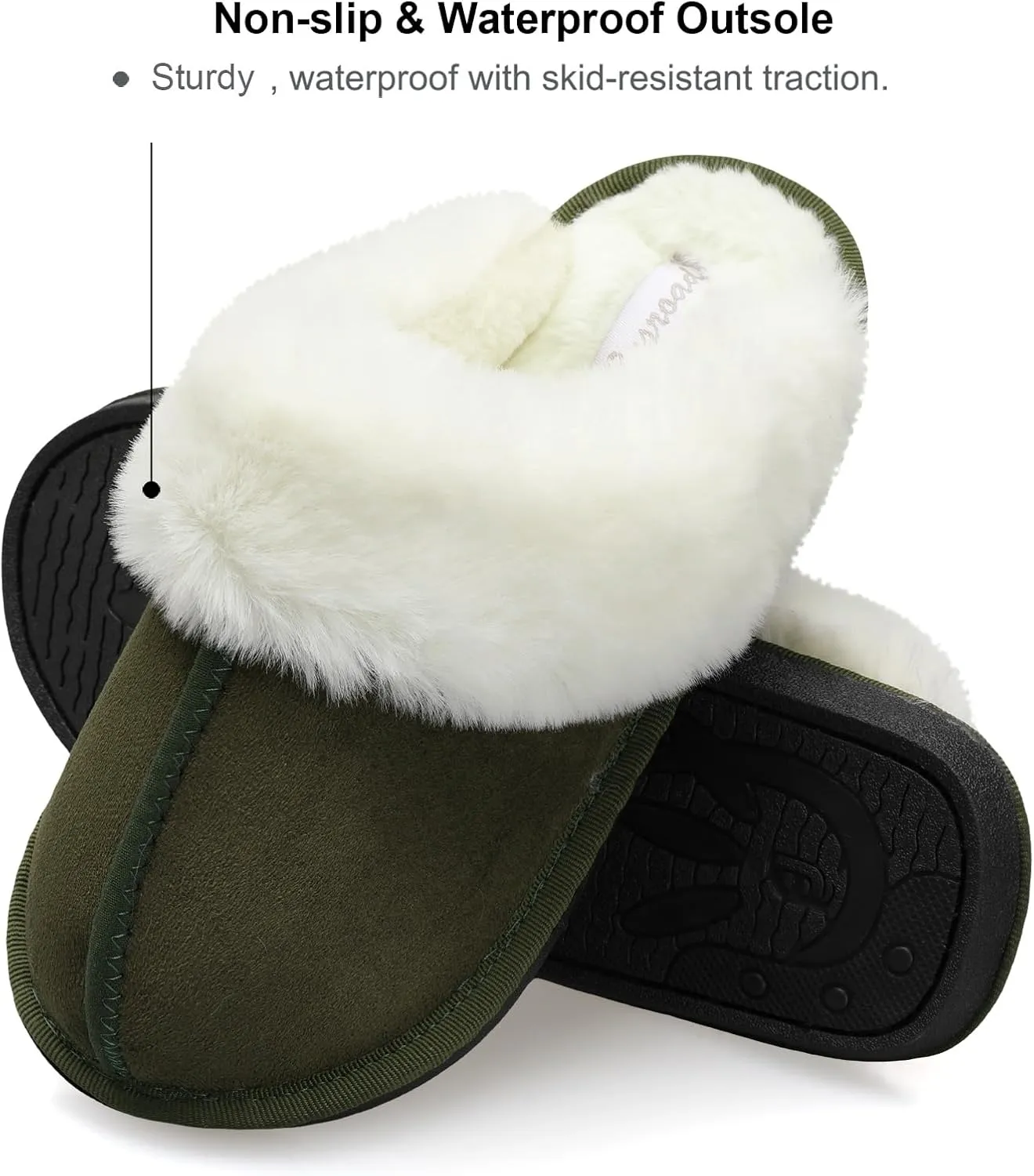 Besroad Winter Fuzzy House Slippers Sandals Plush Faux Fur Fluffy Flats Slippers Warm Slide Shoes for Women