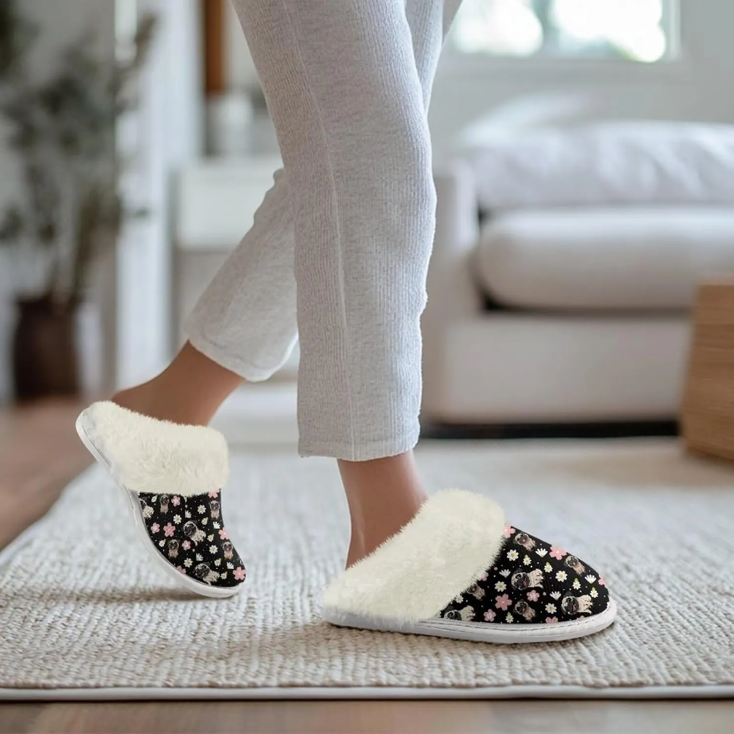 Binienty Women Fuzzy Slippers Slip On Slippers for Men Ladies Casual Winter Shoes Indoor