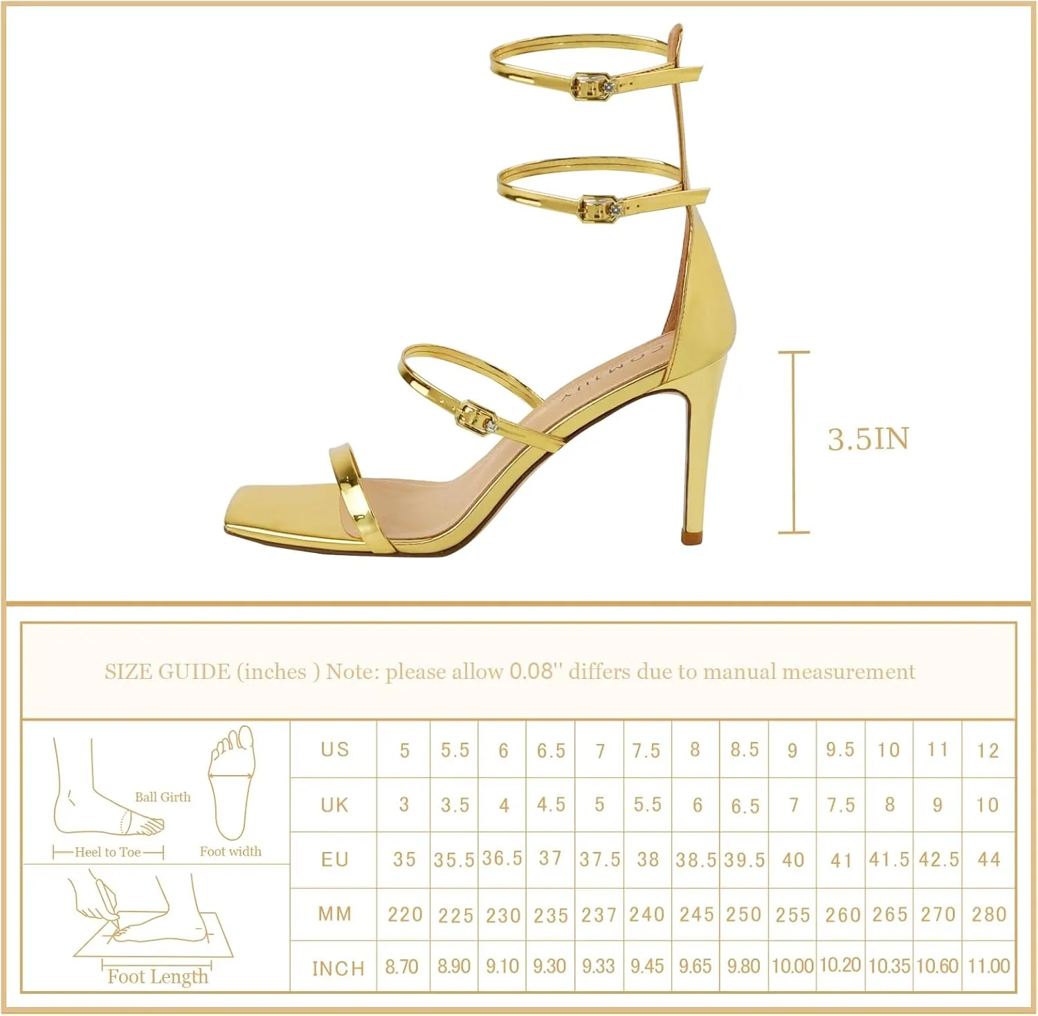 Black High Strappy Heels for Women with Three Adjustable Straps, Women's High Heel Sandals Open Toe, Sexy Dressy Shoes for Prom Wedding and Office