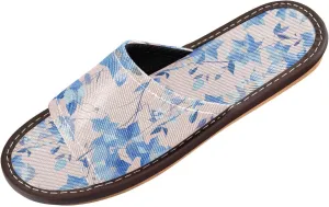 Blue Flowers Peach Womens Travel Slippers Washable Slides Sandals for Hotel Beach Outdoor