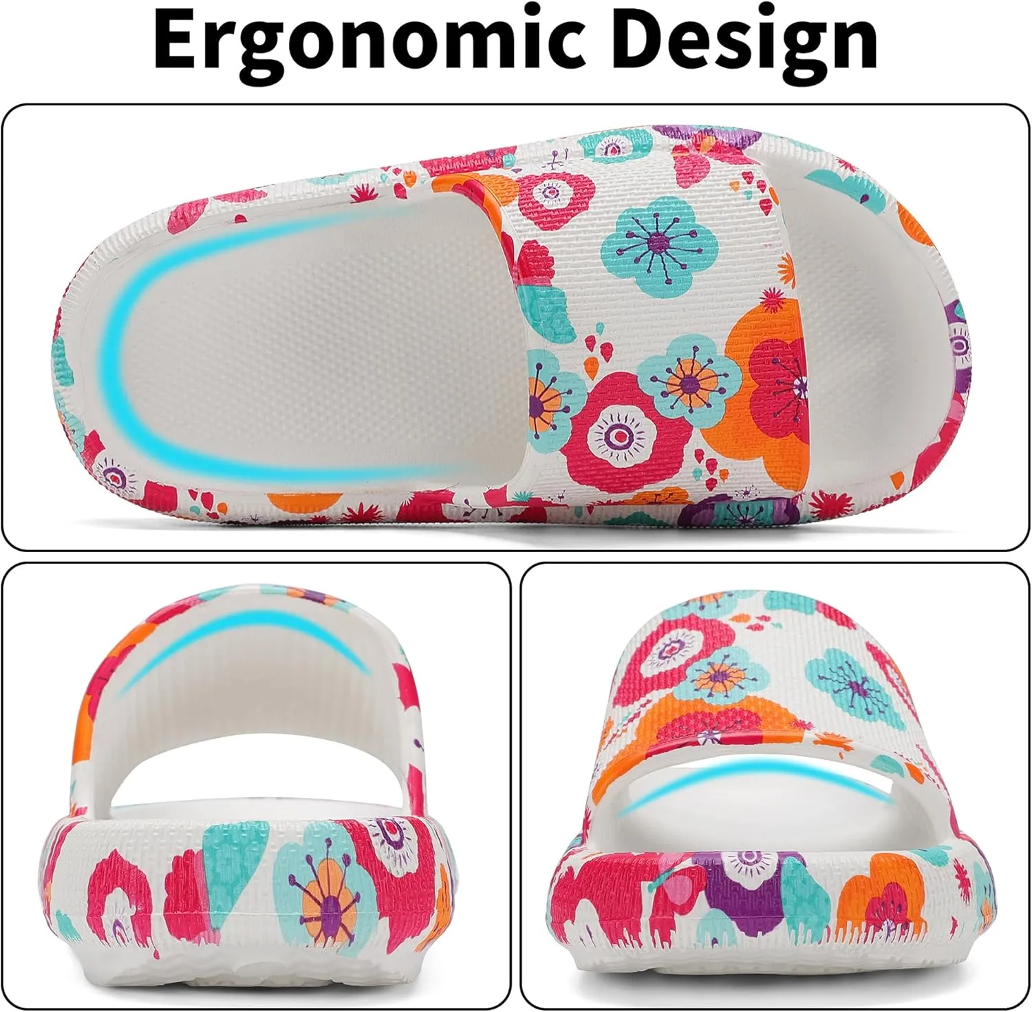 Boys and Girls Cloud Slides for Kids – Non-Slip Summer Slippers Lightweight Beach, Pool, and Indoor Shower Sandals