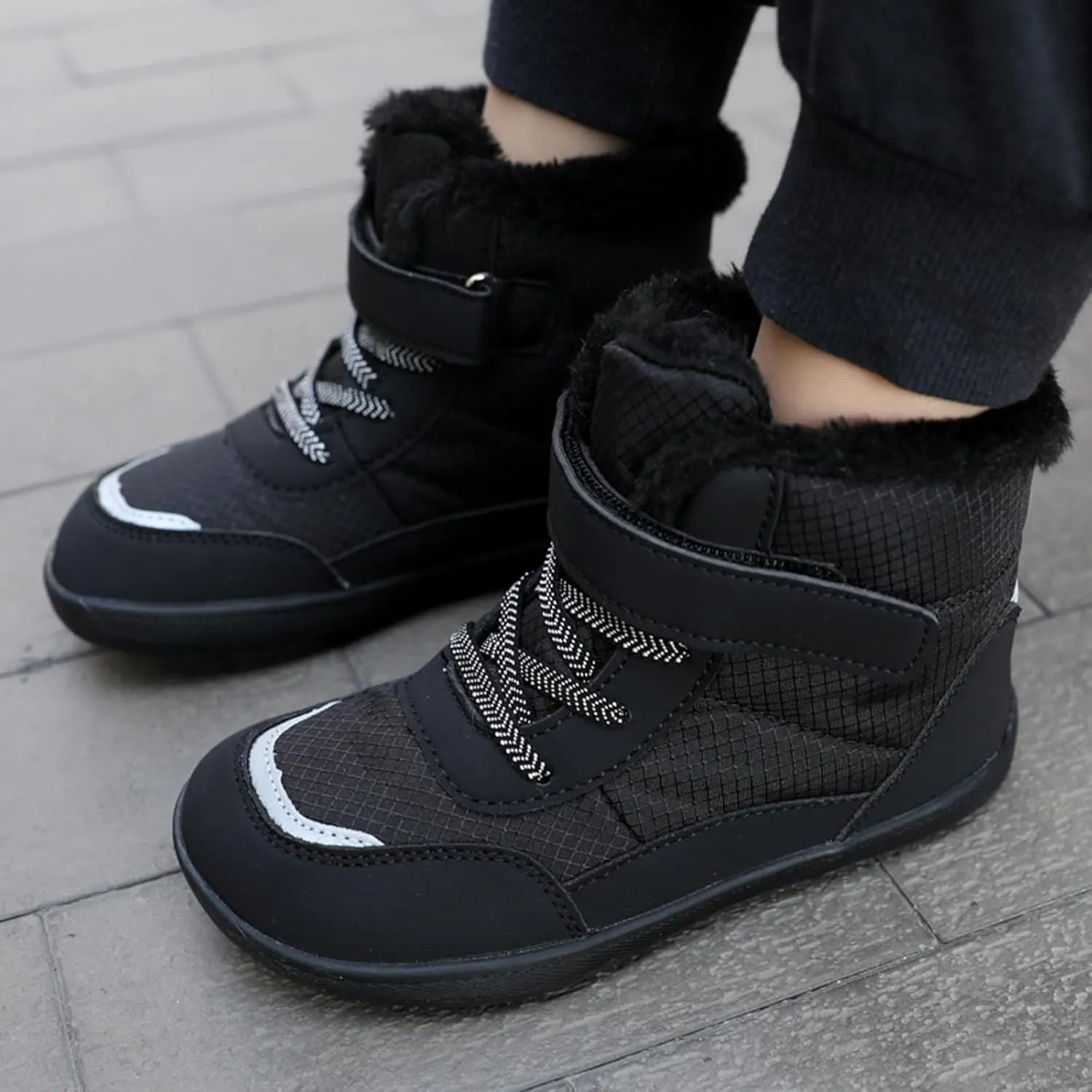 Boys Girls Barefoot Winter Boots With Wide Toe Box Slip Drop Sole Ankle Winter Snow Boots For Toddler//Big Boys Shoes 5