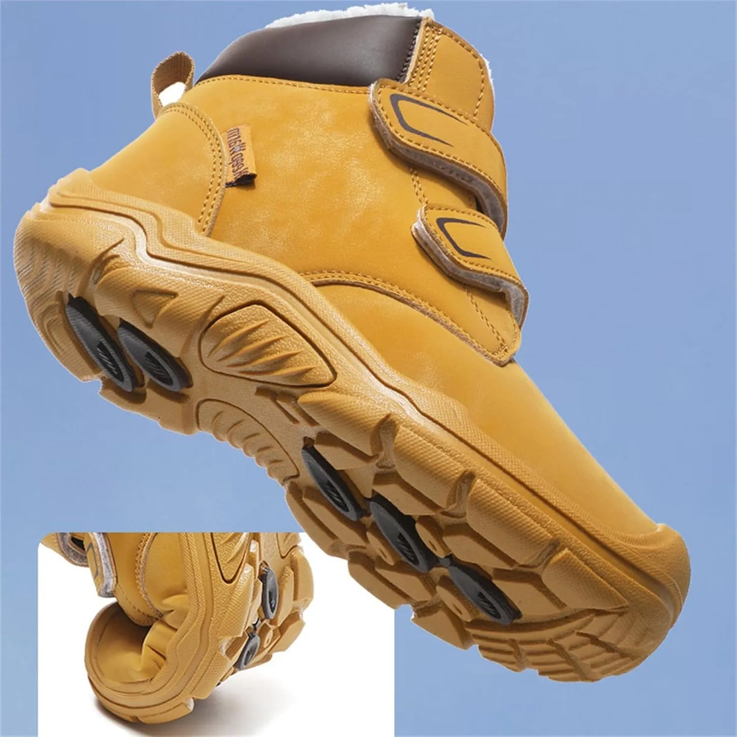 Boys Girls Winter Warm Outdoor Hiking Boots Comfortable Plush Lined Anti-Collision Non-Slip Walking Snow Boots